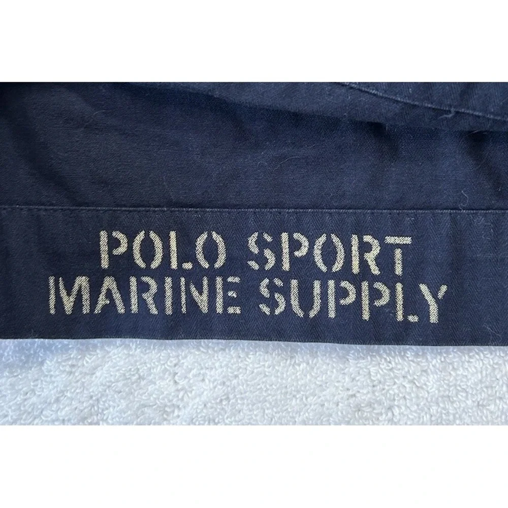 Polo Ralph Lauren Mens Size L Blue Long Sleeve Button Down Marine Supply Shirt